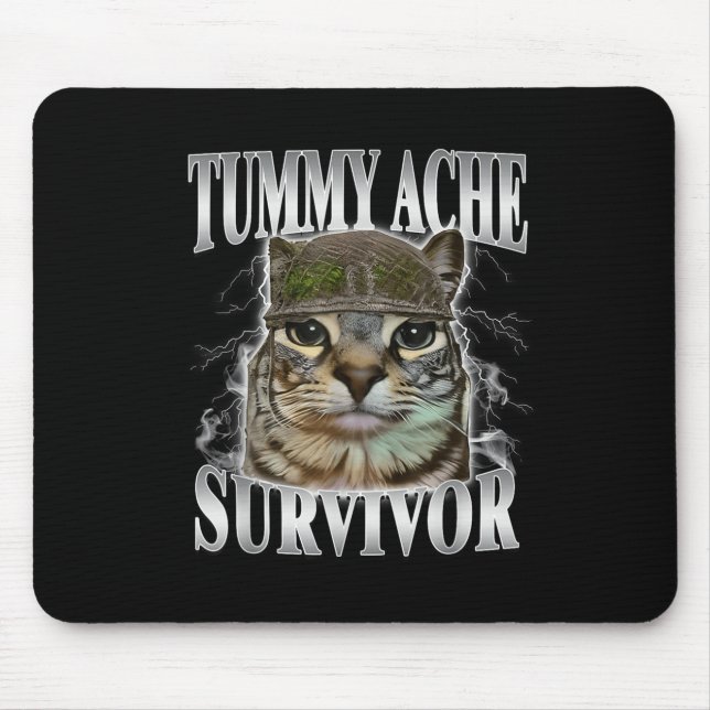 Mousepad Sobrevivente de Dor de Barriga Meme de Gato Engraç (Frente)