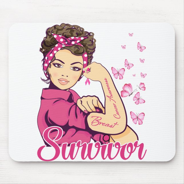 Mousepad Sobrevivente Rosie Riveter Sensibilização para o C (Frente)