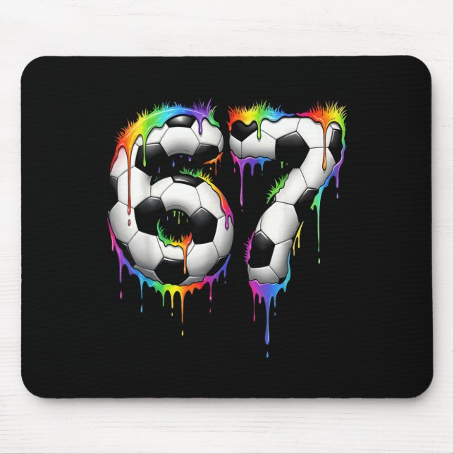 Mousepad Soccer 67 Six Seven Funny Gen Alpha Meme Rainbow D (Frente)