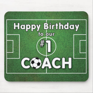 Mousepad Soccer Coach Birthday with Grass Field and Ball