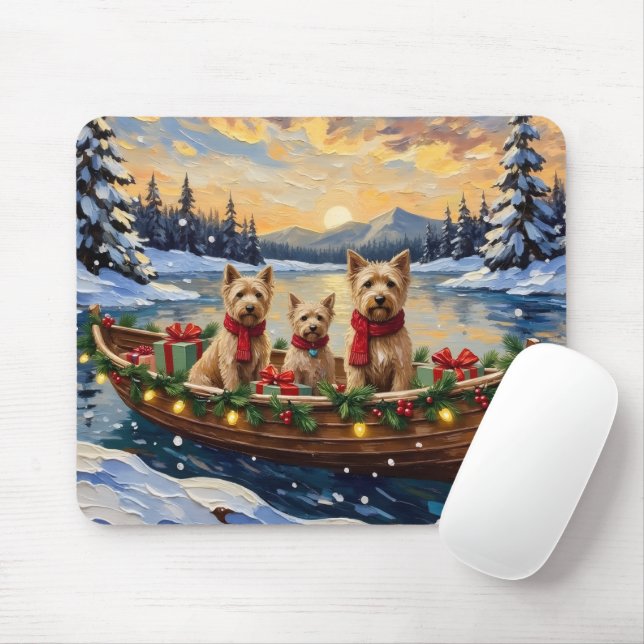 Mousepad Soft Coated Wheaten Terrier Christmas Boat Holiday (Com mouse)