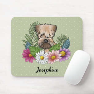 Mousepad Soft-Coated Wheaten Terrier Com Flores E Nome