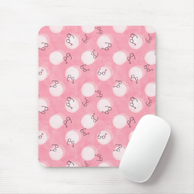 Mousepad Soft Pink Cute Pattern – Minimal Aesthetic Polka (Com mouse)