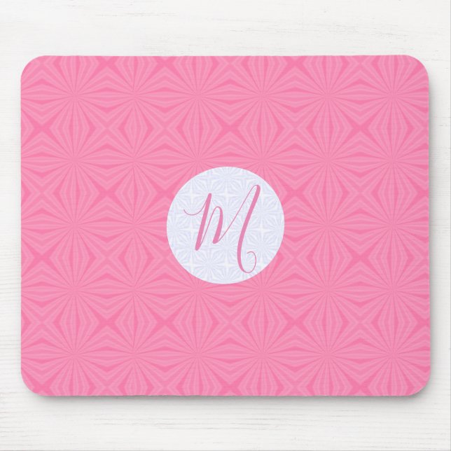 Mousepad Soft Pink Squiggly Squares Personalized Initial (Frente)