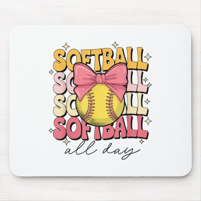 Mousepad Softba de Arco de coquete de Groovy Softball (Frente)