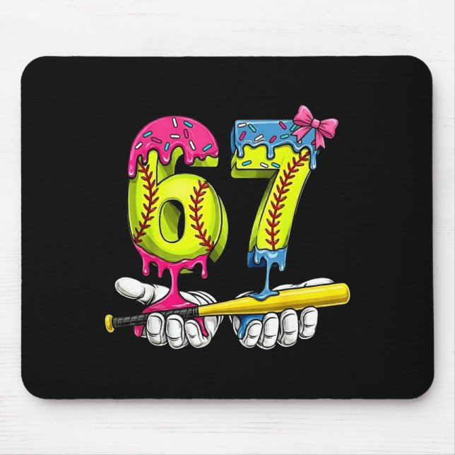 Mousepad Softball 67 Ice Cream Drip Six Seven Boys Funny Me (Frente)