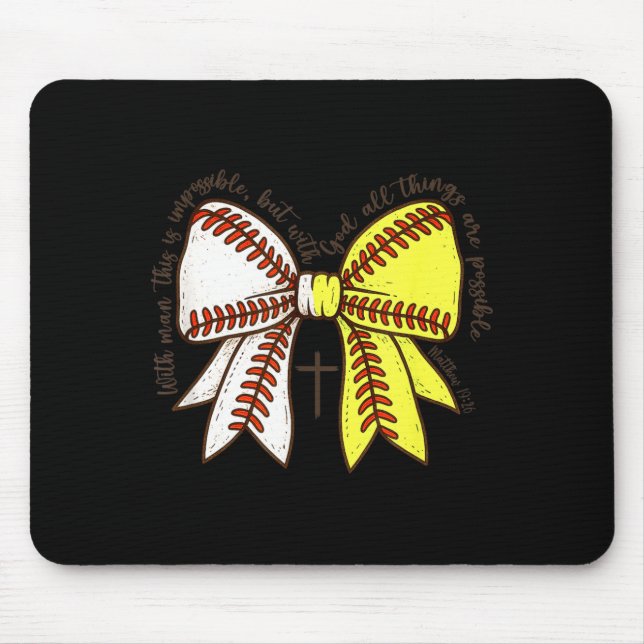 Mousepad Softball Baseball Mom Bow Christian With Man This  (Frente)