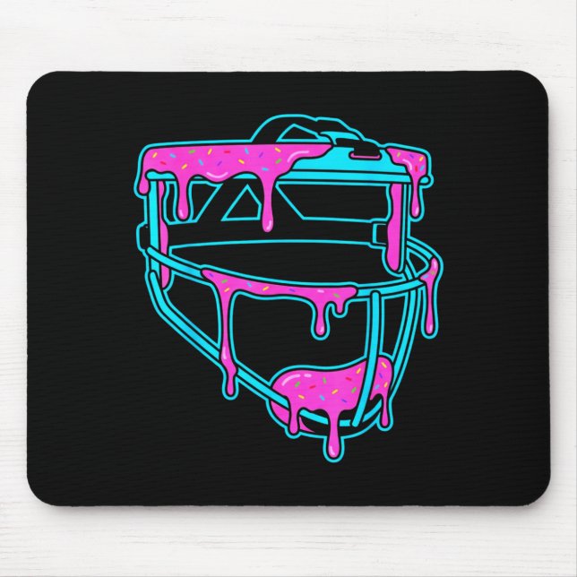 Mousepad Softball Catcher Drip Ice Cream Mask Sprinkles Gam (Frente)