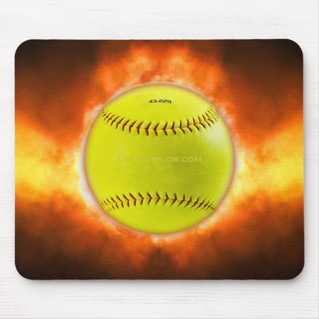 Mousepad Softball em chamas do SlipperyJoe flames fireball  (Frente)