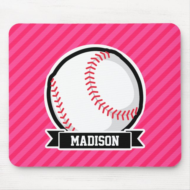 Mousepad Softball em tiras rosadas (Frente)