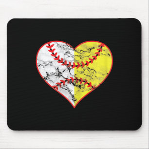 Mousepad Softbol Coração Mãe Beisebol Melhor Base Dia das M