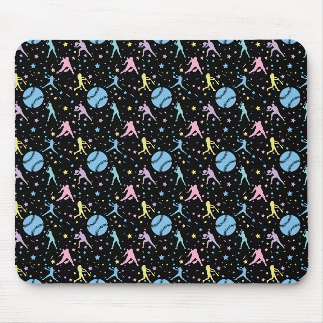 Mousepad Softbol Feminino - Jogadoras com Estrelas (Frente)