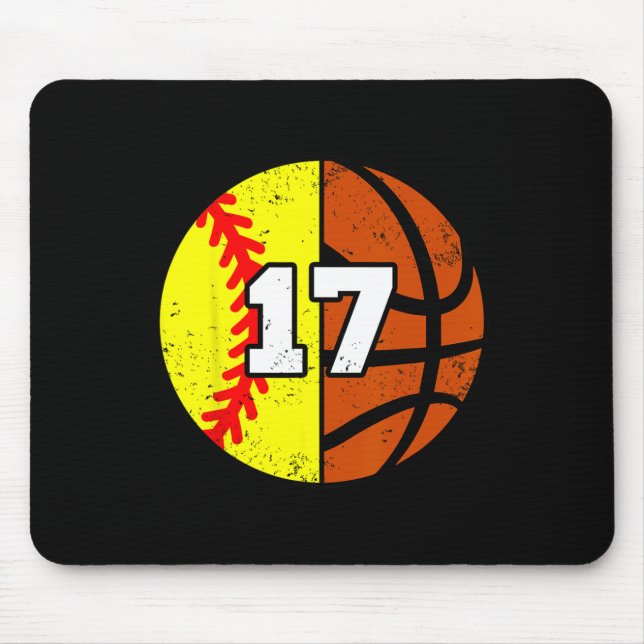 Mousepad Softll Sketll Number 17 Jersey Funny 17th Birthday (Frente)