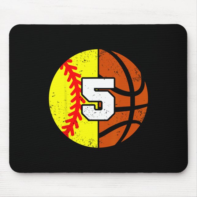Mousepad Softll Sketll Number 5 Jersey Funny 5th Birthday  (Frente)