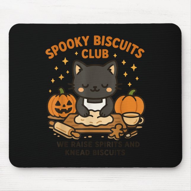 Mousepad Soky Biscuits Club Cat Funny Halloween Baking Tee  (Frente)