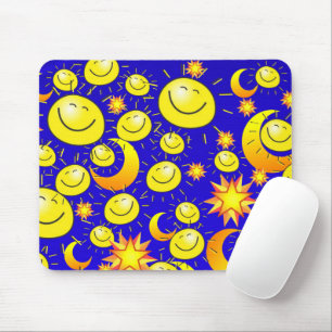 Mousepad Sol Amarelo Stars Mouse Azul Lua Pad! Pad do mouse