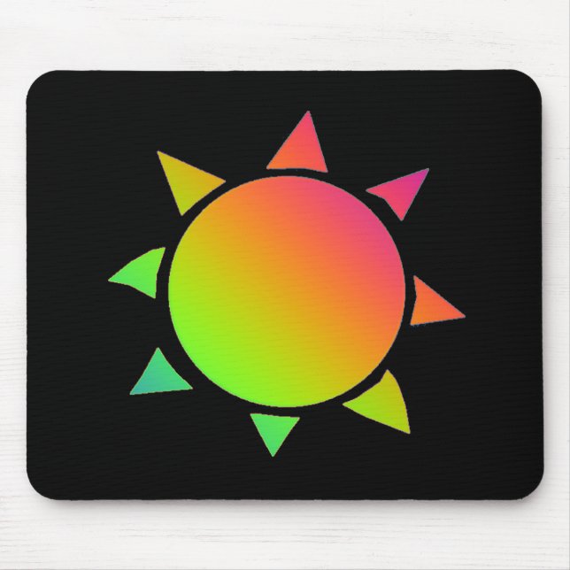 Mousepad Sol arco-íris colorido com fundo preto (Frente)