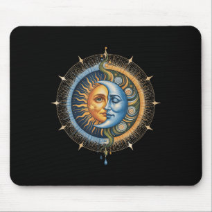 Mousepad Sol e Lua Celestial Boho Místico Hipe 90s
