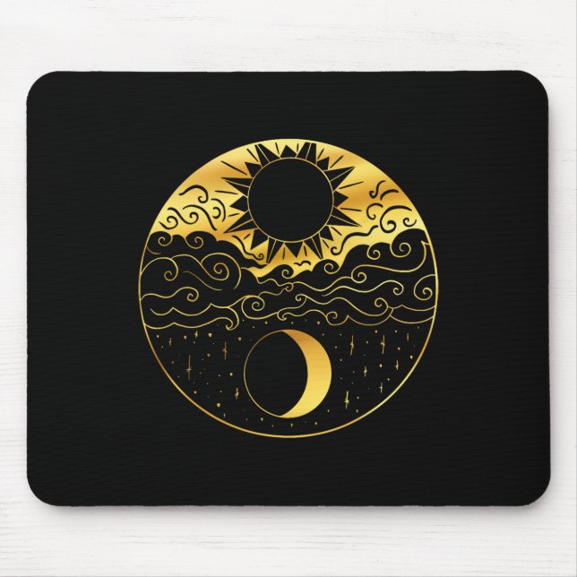 Mousepad Sol E Lua Yin Yang Estrela Meditação Celestial Ióq (Frente)