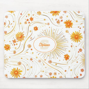 Mousepad Sol e Raios sem costura do Ouro - com Abstrato Sta