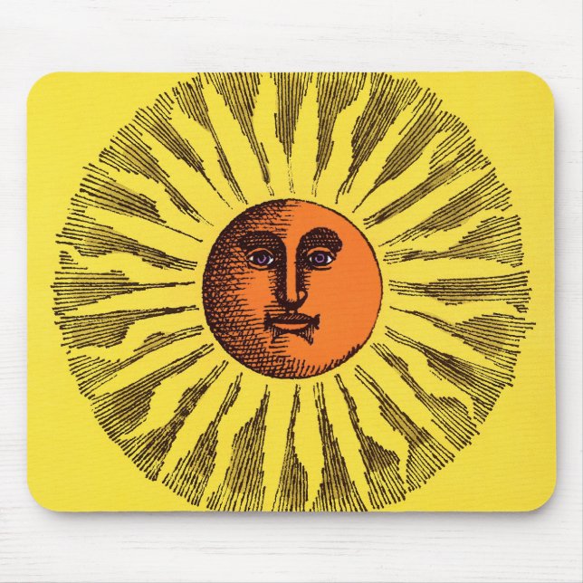 Mousepad Sol Hippie Feliz Sorridente Amarelo Celestial Vint (Frente)