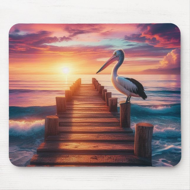 Mousepad Sol náutico/costeiro/pelicano de praia (Frente)