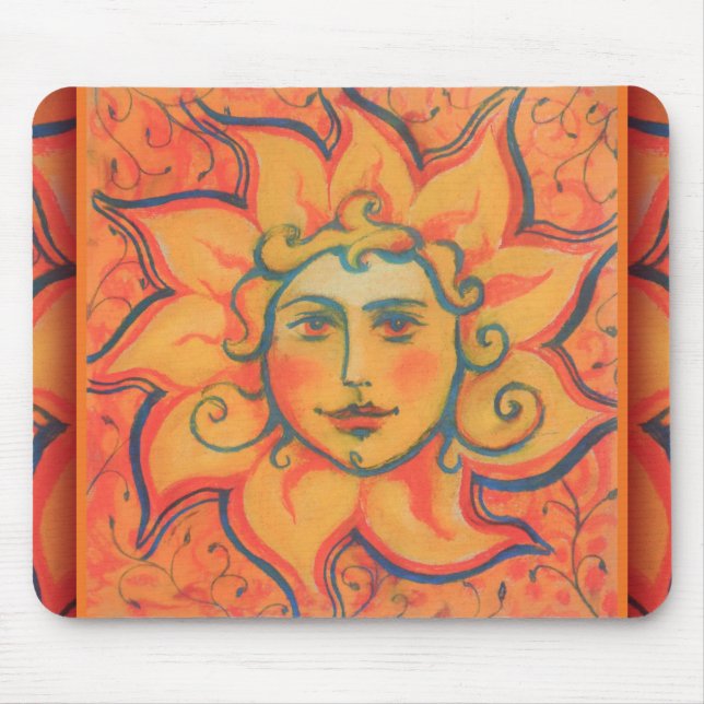 Mousepad Sol sorridente, Arte Fantasia Fairytale, Amarelo L (Frente)