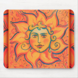 Mousepad Sol sorridente, Fairytale Fantasy Art, Orange Yell