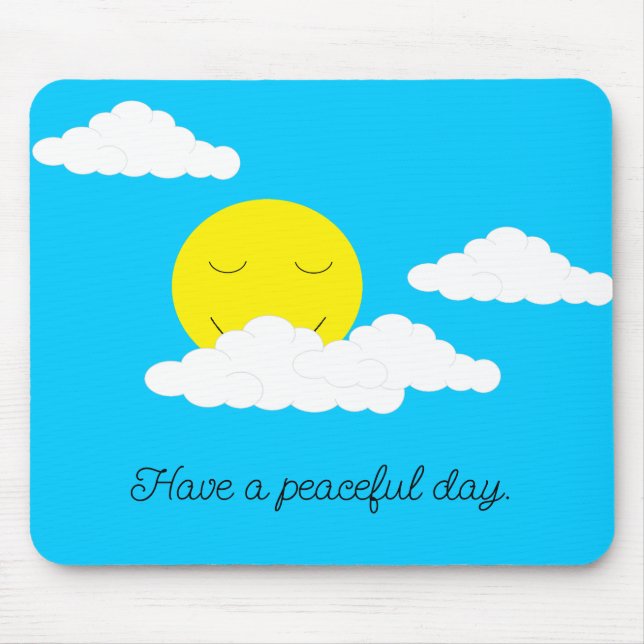Mousepad Sol Sorrindo com Nuvens: Turquesa (Frente)