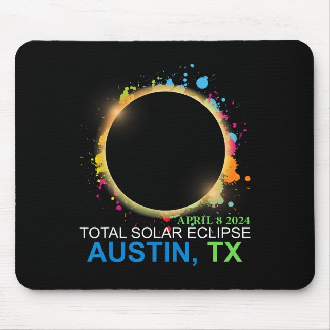 Mousepad Solar Eclipse 2024 Austin Texas - Totalidade color (Frente)