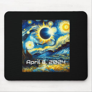 Mousepad Solar Eclipse 2024 Starry Night Painting Van Gogh