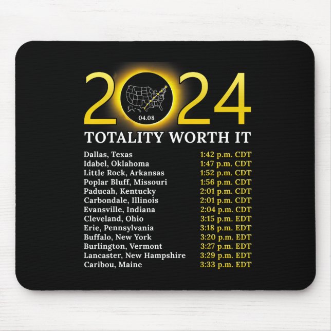 Mousepad Solar Eclipse 2024 Totalidade Engraçada Vale Total (Frente)