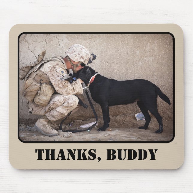 Mousepad Soldado em Fardas com seu Cão Militar (Frente)