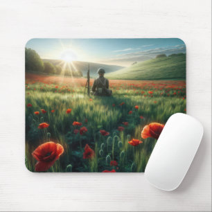 Mousepad Soldado solitário em campo de papoila