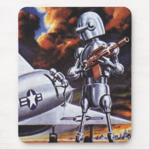 Mousepad Soldados Robôs Militares de Ficção Científica Vint