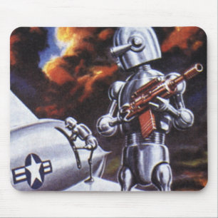 Mousepad Soldados Robôs Militares de Ficção Científica Vint