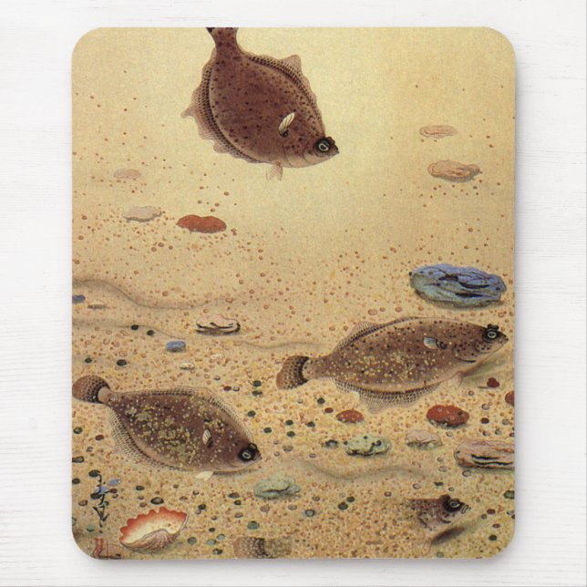 Mousepad Solhas ou Peixes Chatos, Vida Marinha Oceânica Vin (Frente)