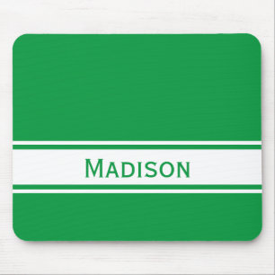 Mousepad Solid Kelly Green White Stripes Modern Name