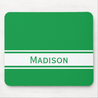 Mousepad Solid Kelly Green White Strips Nome Moderno