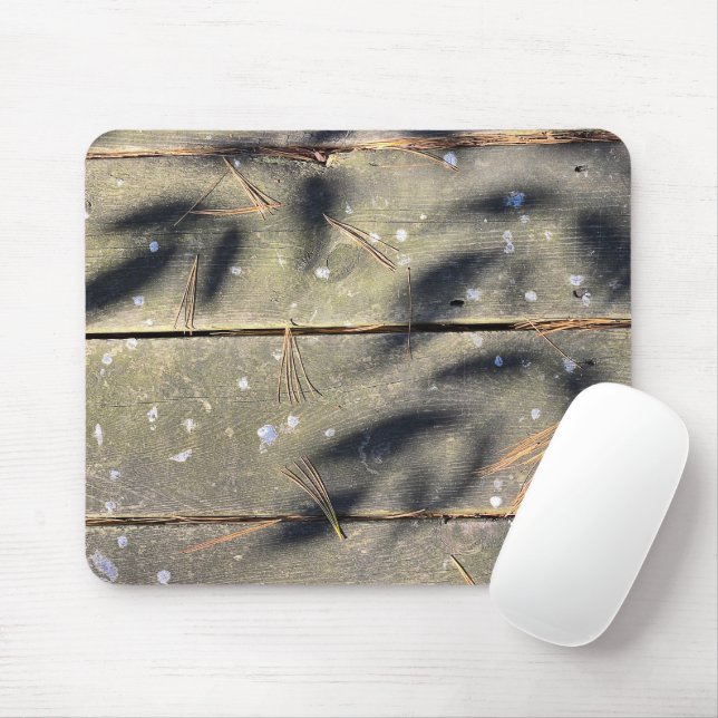 Mousepad Sombras De Folha Na Madeira (Com mouse)