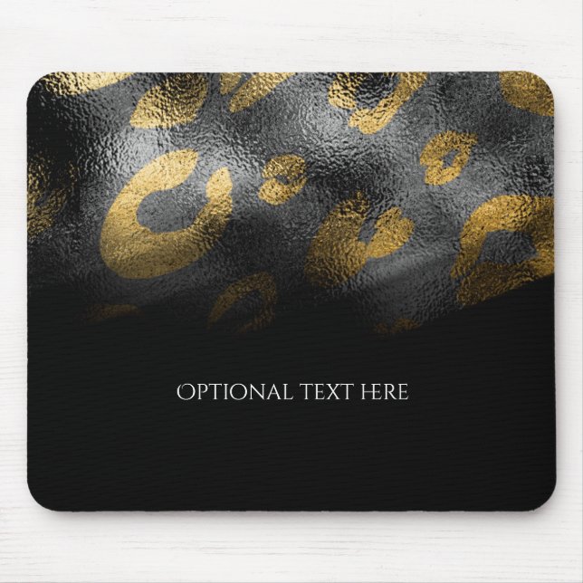 Mousepad Sombras Pretas & Estampa de Leopardo Exótico Chic (Frente)