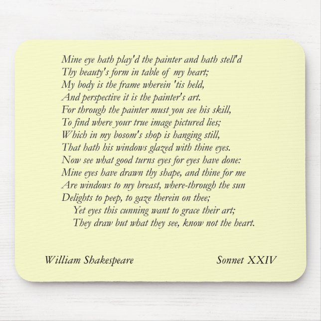 Mousepad Soneto # 24 por William Shakespeare (Frente)