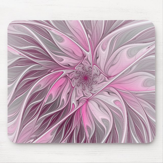 Mousepad Sonho cor-de-rosa da flor do Fractal, teste padrão (Frente)