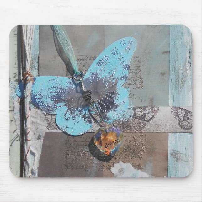 Mousepad Sonho de Coração Azul-Chic Boho (Frente)