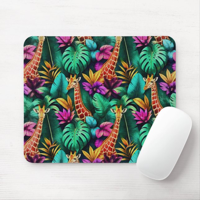 Mousepad Sonho de Girafa na Selva Padrão de Superfície Sem  (Com mouse)