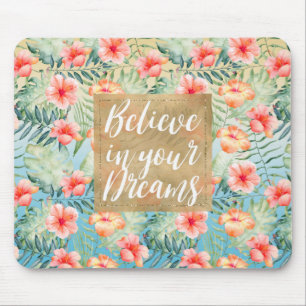 Mousepad Sonho Dourado Floral Amarelo de Pêssego Rosa Hib