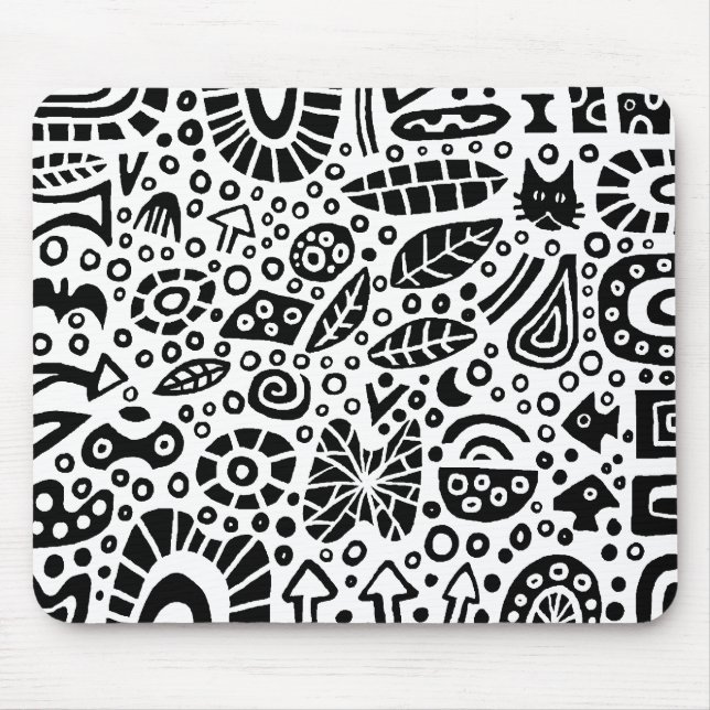 Mousepad Sonhos Catnip - Preto em Branco (Frente)