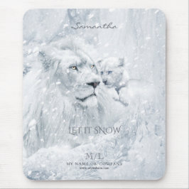 Mousepad Sonhos de inverno, Leão Branco Pai e Cubo no Gelo 