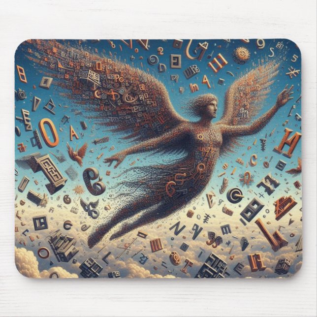 Mousepad Sonhos do Céu Multilíngue: Um Pad de Mouse de Rapa (Frente)