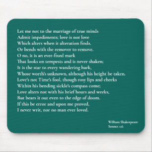 Mousepad Sonnet 116Deixe-me não ir ao casamento das mentes
